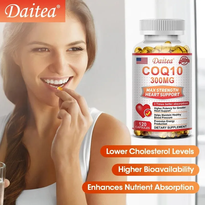 Coenzyme Q10 Capsules 300 Mg Each To Promote Cardiovascular Health and Heart Health Provide Energy To Support Joint Health