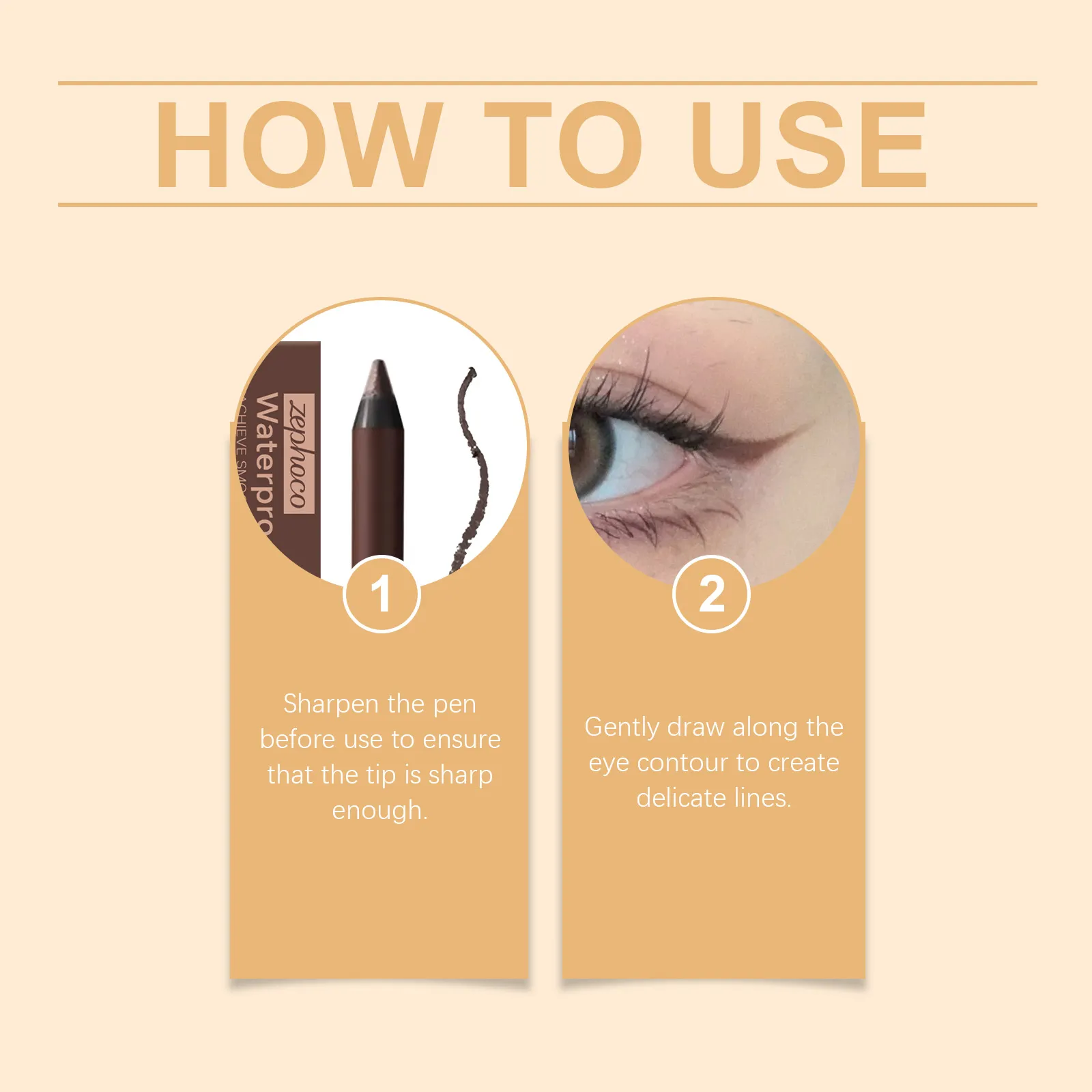 Zephoco Gel Eyeliner Pen Waterproof Smooth Eye Makeup Long Lasting Sweat Proof Oil Proof Smudge Proof Eye Liner Pencil Makeup