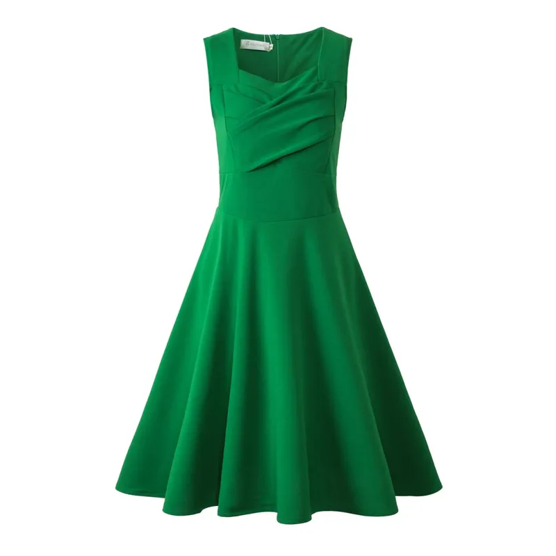 Hepburn Style Vintage Dress New Women Sleeveless Large Swing Sexy Party Dress