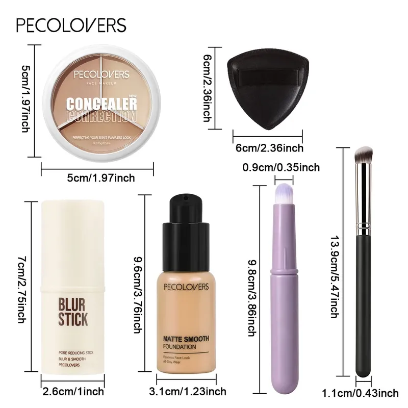 6PCS/SET All-in-One Face Base Kit Meminimumkan Liang Primer Stick 3-Warna Palet Concealer Dengan Berus Foundation Bebas Minyak