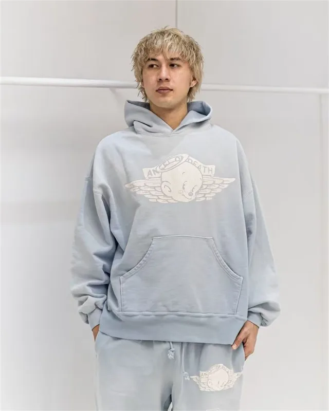 26SS New SAINT Mxxxxxx BABY MICHAEL HOODIE High-Street Oversized Cotton Hooded Sweater Printed Washed Hoodies For Men