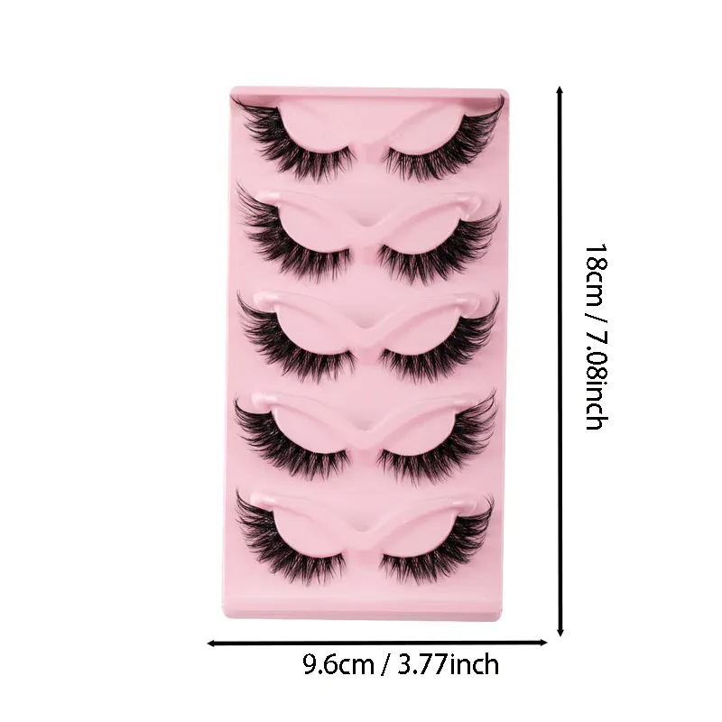 5 Pairs Cat Eye False Eyelashes Faux Mink Natural Long Manga Lashes Winged Elongated Outer Corner Fake Eyelashes Daily Makeup