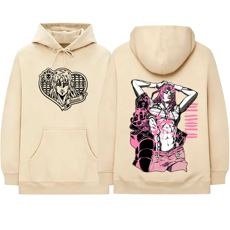 Anime Jojo Bizarre Adventure King Crimson Diavolo Hoodies Men's Women Clothing Fashion Oversized Hooded Sweatshirts Pullovers