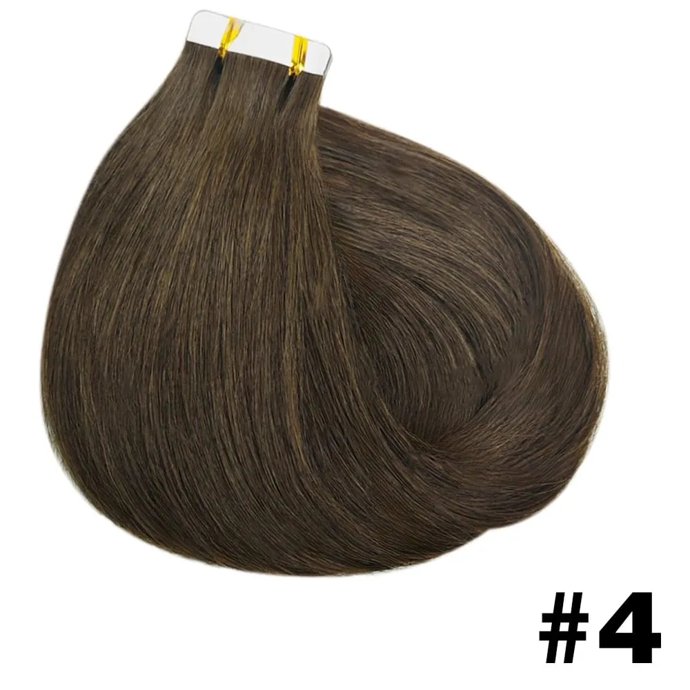 Straight Tape Ins Hair Extensions 50g Natural Black 100% Human Hair Tape In Invisible Glue Seamless Full Head Adhesive 26 Inches