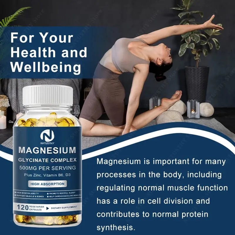 Magnesium Glycinate Capsules with Zinc for Sleep Quality Muscle Recovery Heart Brain Health
