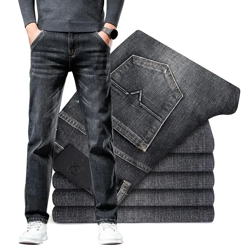 Jean coupe régulière pour hommes, pantalon en tissu Denim extensible bleu clair, Style classique, marque masculine, nouvelle collection printemps été 2026
