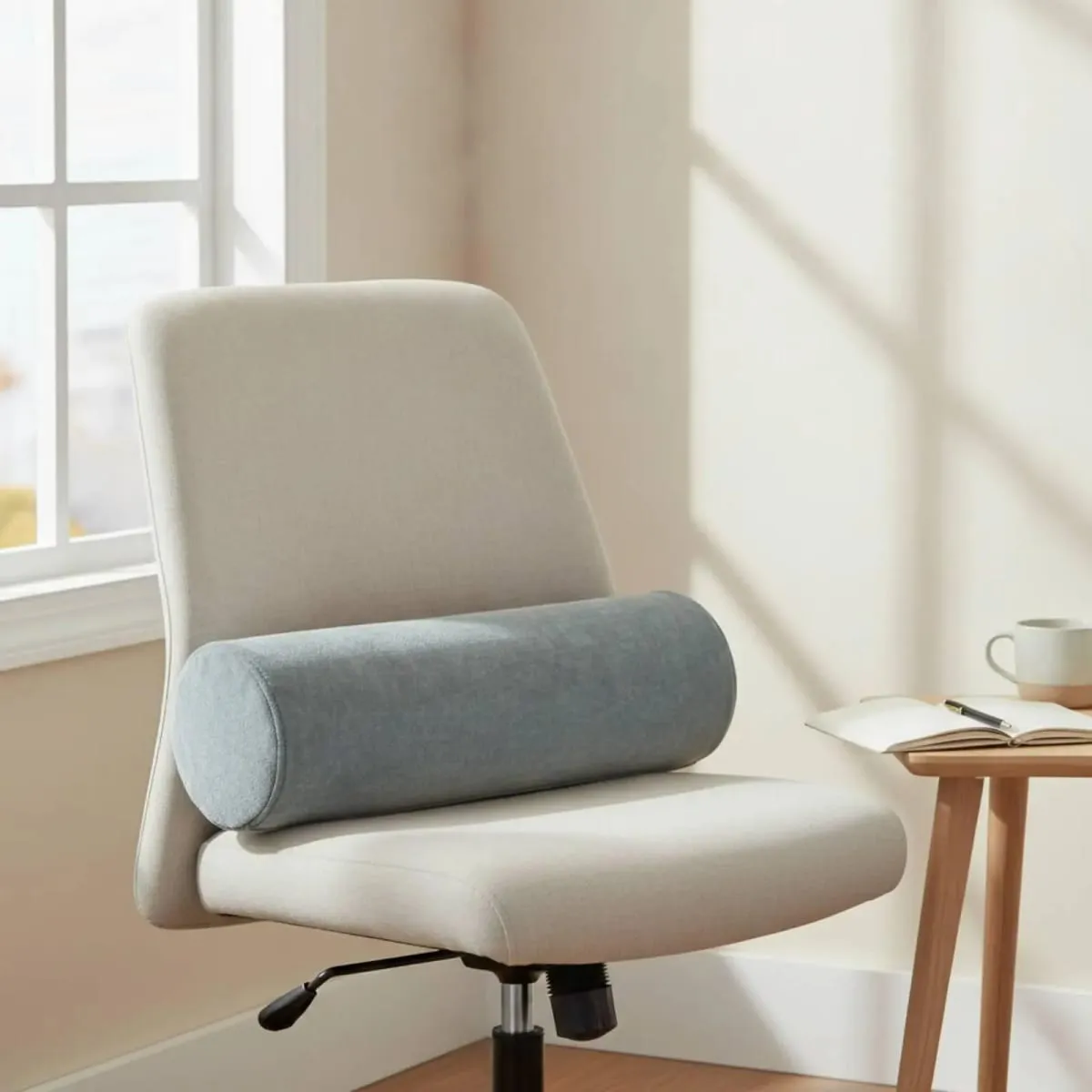 Premium Cylindrical Pillow for Back Waist Neck Support Soft Chenille Fabric Dense Foam Bolster for Bed Sofa Office Use — image 6