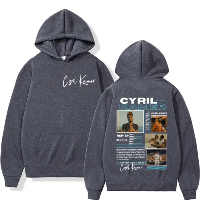 랩퍼 Cyril Kamer Reptil 앨범 투어 그래픽 후드 남성 여성 트렌드 빈티지 팝 음악 스웨터 긴 소매 루즈 까마귀