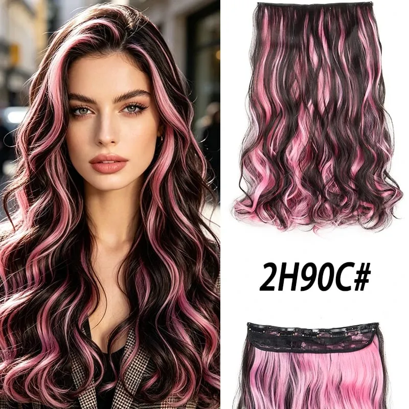Συνθετικό μακριά σγουρά μαλλιά 18 ιντσών Extension One Piece Highlight Rainbow Clip In Hair Extension Fashion Hairpiece για γυναίκες