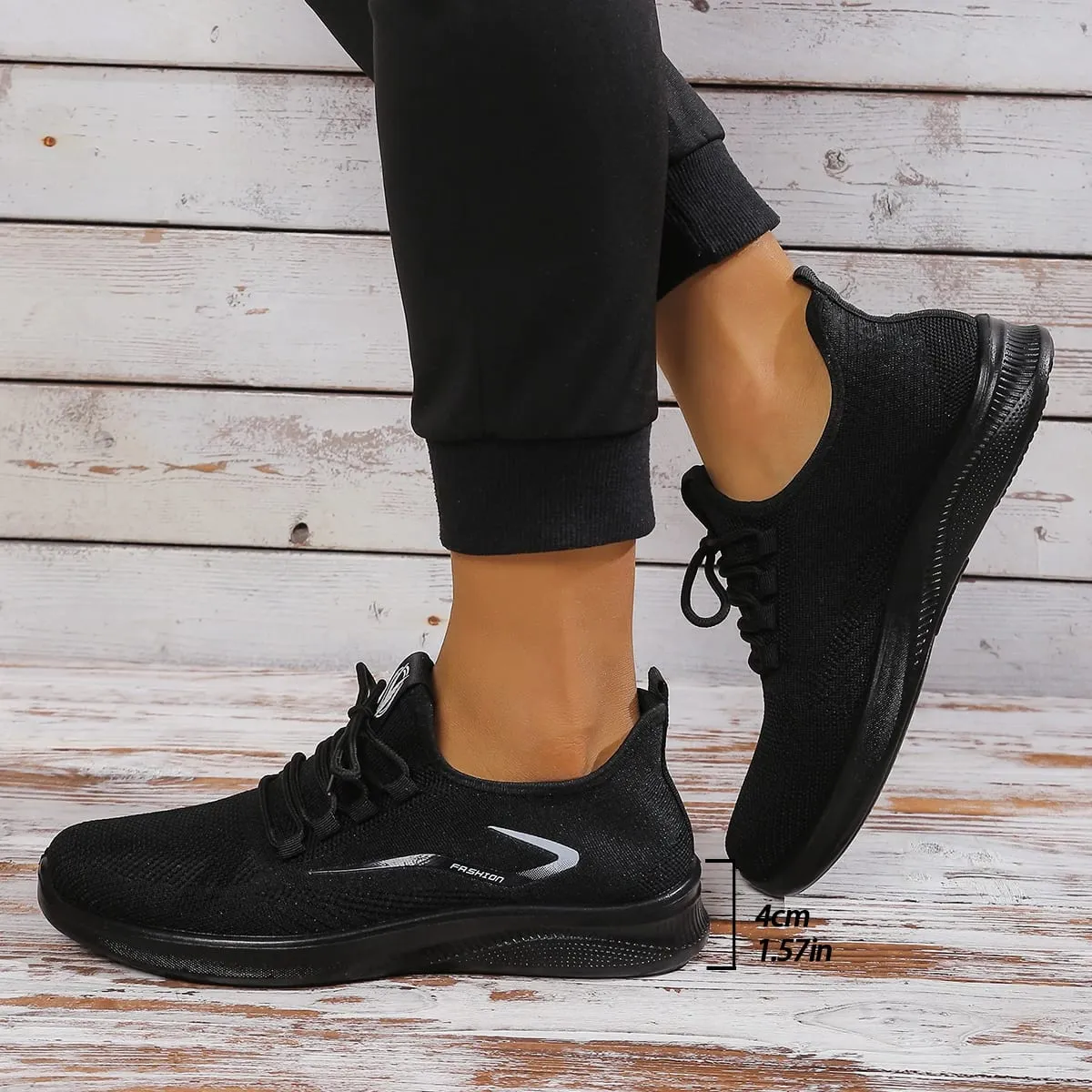 Panlalaking Breathable Knit Lace Up Casual Shoes Magaan ang Malambot na Sol na hindi madulas na Walking Sneakers para sa Panlabas na Libreng Pagpapadala na Sapatos