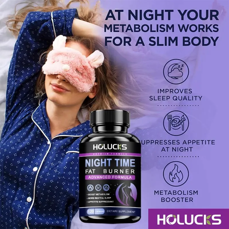 Buy 1 Get 1 Free! Pure Night Time Fat Burner Supplement for Balances Hormones Reduces Stress Eating & Restful Sleep Relax