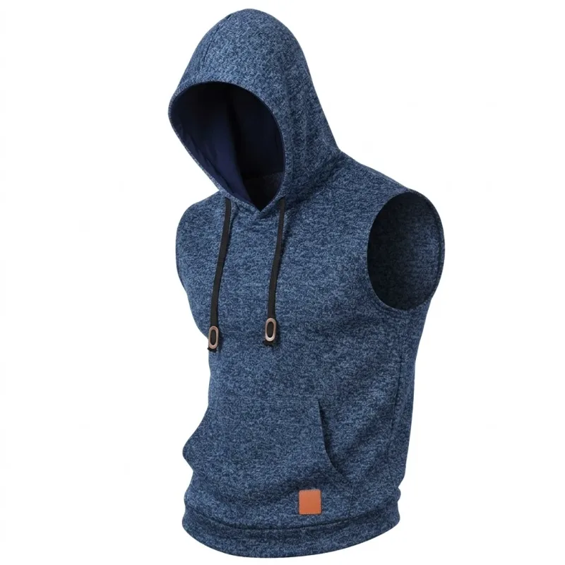 New Mens Sleeveless Hoodie Lightweight Hooded Mens Sweatshirt Vest Workout Luxury Clothes Tank Tops Fitness Hoodies for Men