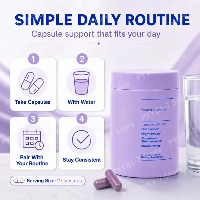 Women Complex Vitamins for Menopause with Vitamin D3 B6 Helps Relieve Night Sweats Mood Swings Health Food Supplement 60 Pieces