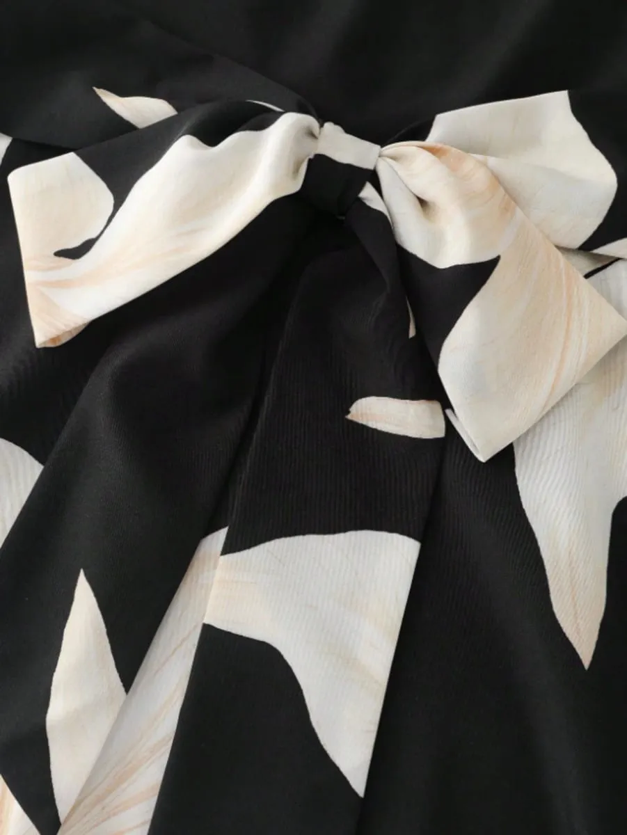 Women's Retro French Stripe Dress with Sash Tie Waist Sleeveless Gown Vintage Style Garment