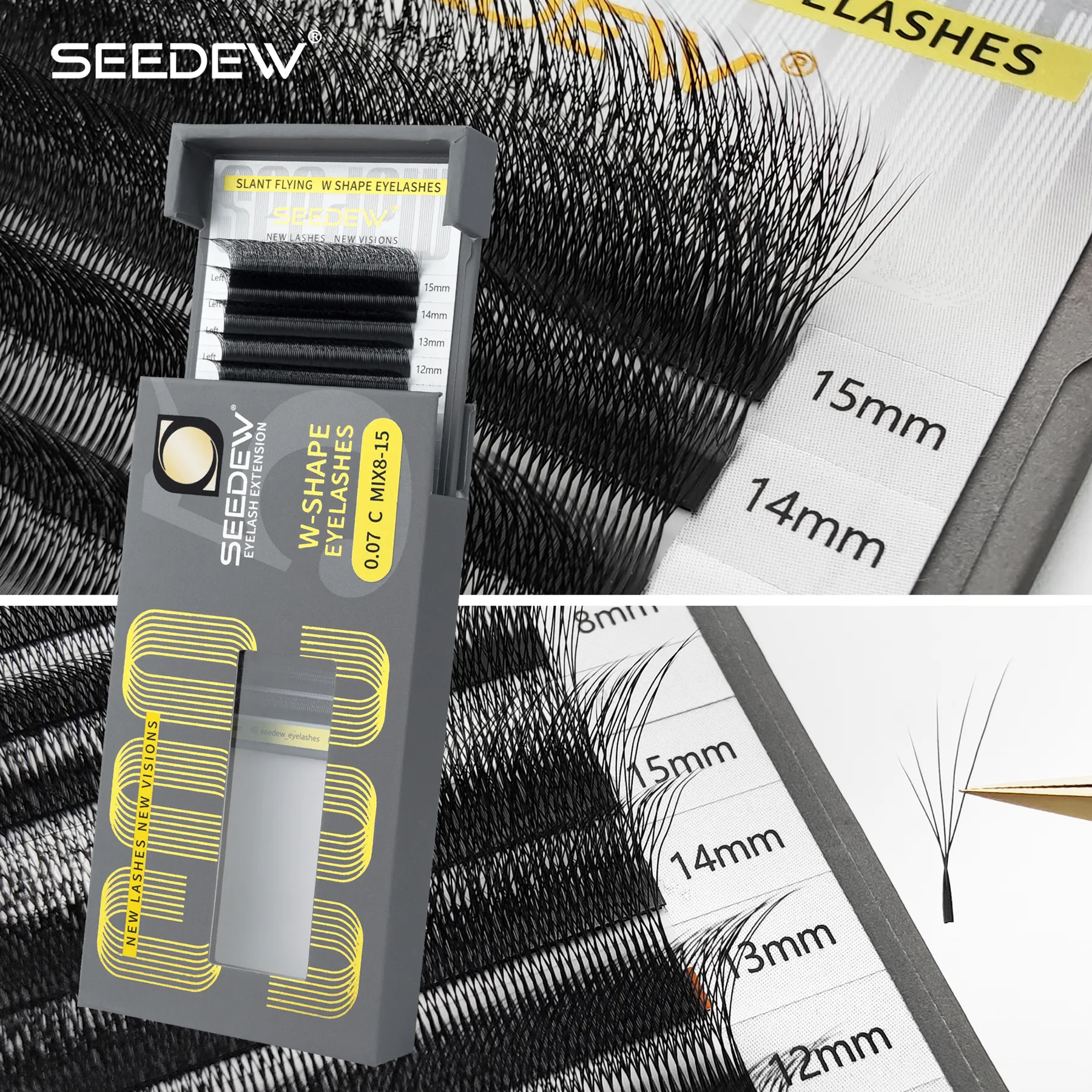Fox 5D Eyelash Extension W-Shaped Clover Air Serie Cat Eye Volume Fox Eye Lashes Slant Flying False Eyelashes