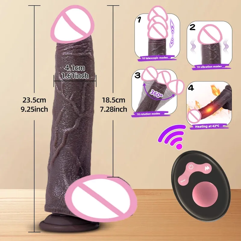 Vibrator Dildo Xxl Realistic Big Cock Telescopic Heated Spinning Penis Expansion Vibratory Massager Female Couple Sex Toys 18