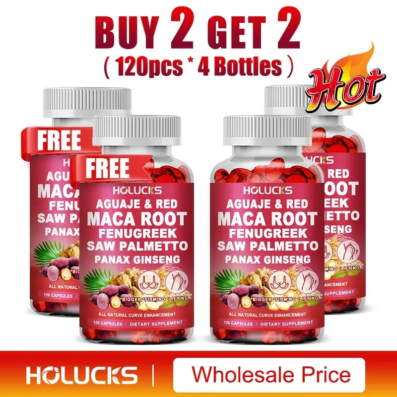 Aguaje + Fenugreek Capsules Support Bigger Butt & Breast for Firming & Lifting with Maca Saw Palmetto Panax Ginseng