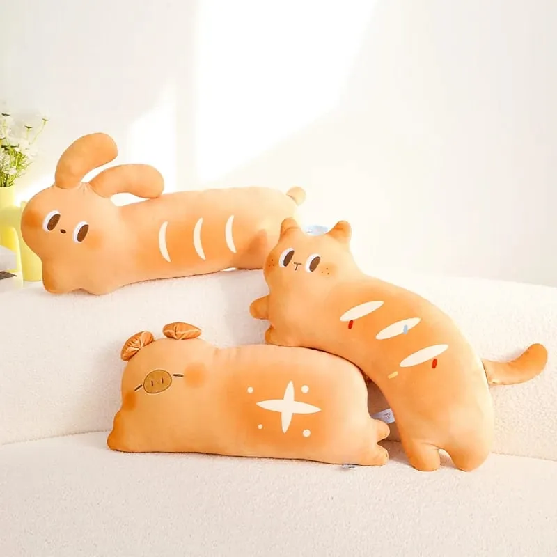 50cm Cute Toast Pillow Soft Plush Sofa Cushion Adorable Cat Rabbit Pig Bread Shape Hugging Pillow Gifts For Home Decor