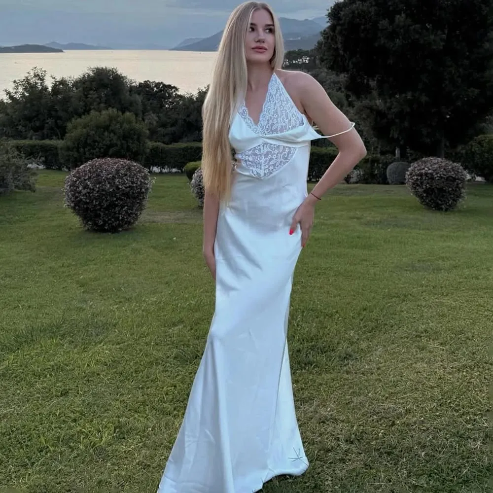 Εισιτήριαx Δαντέλα με λαιμόκοψη V με κούφιο εξώπλατο φόρεμα χωρίς στράπλες καλοκαιρινό σέξι ψηλόμεσο λεπτό μακρύ φόρεμα διακοπές Γυναικείο φόρεμα στην παραλία