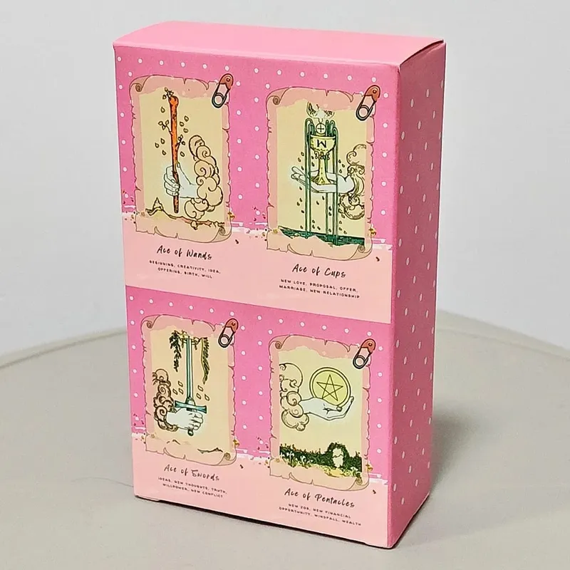 Pink Waite Tarot The Dreamy Pink Collage Tarot Deck 78 Aesthetic Kawaii Tarot Cards with Meanings 12*7cm Double-embossed