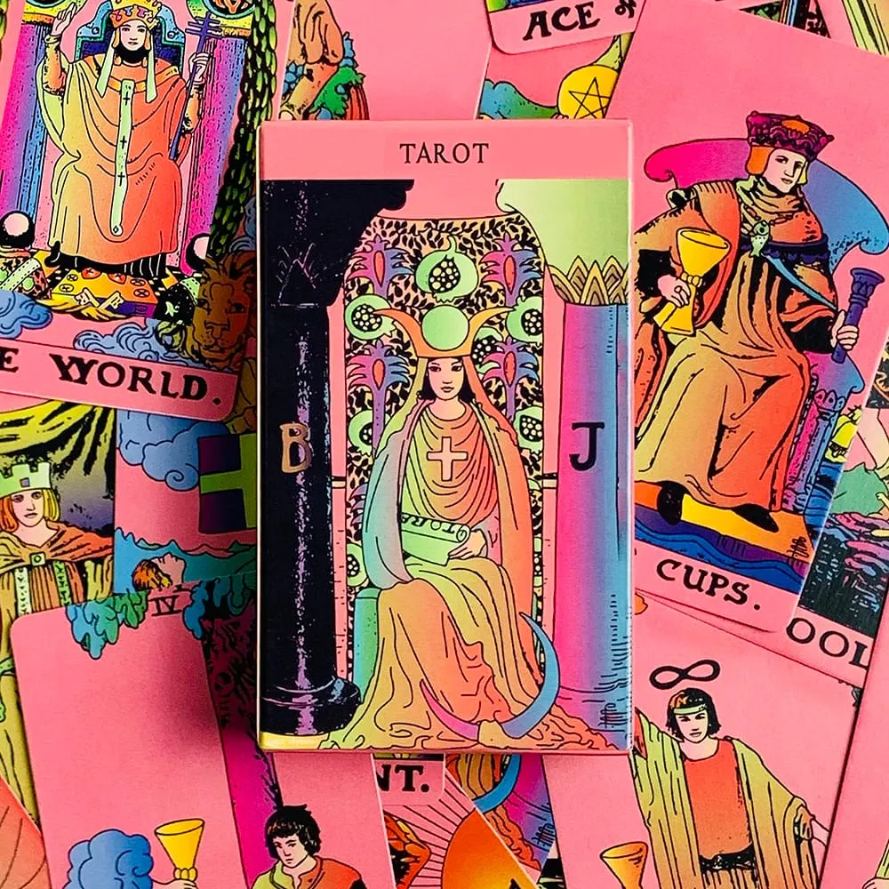 Pink Tarot Decks 78pcs Tarot Card Prediction Divination Tarot Deck English Version Oracles Deck Board Game Family Gathering Game