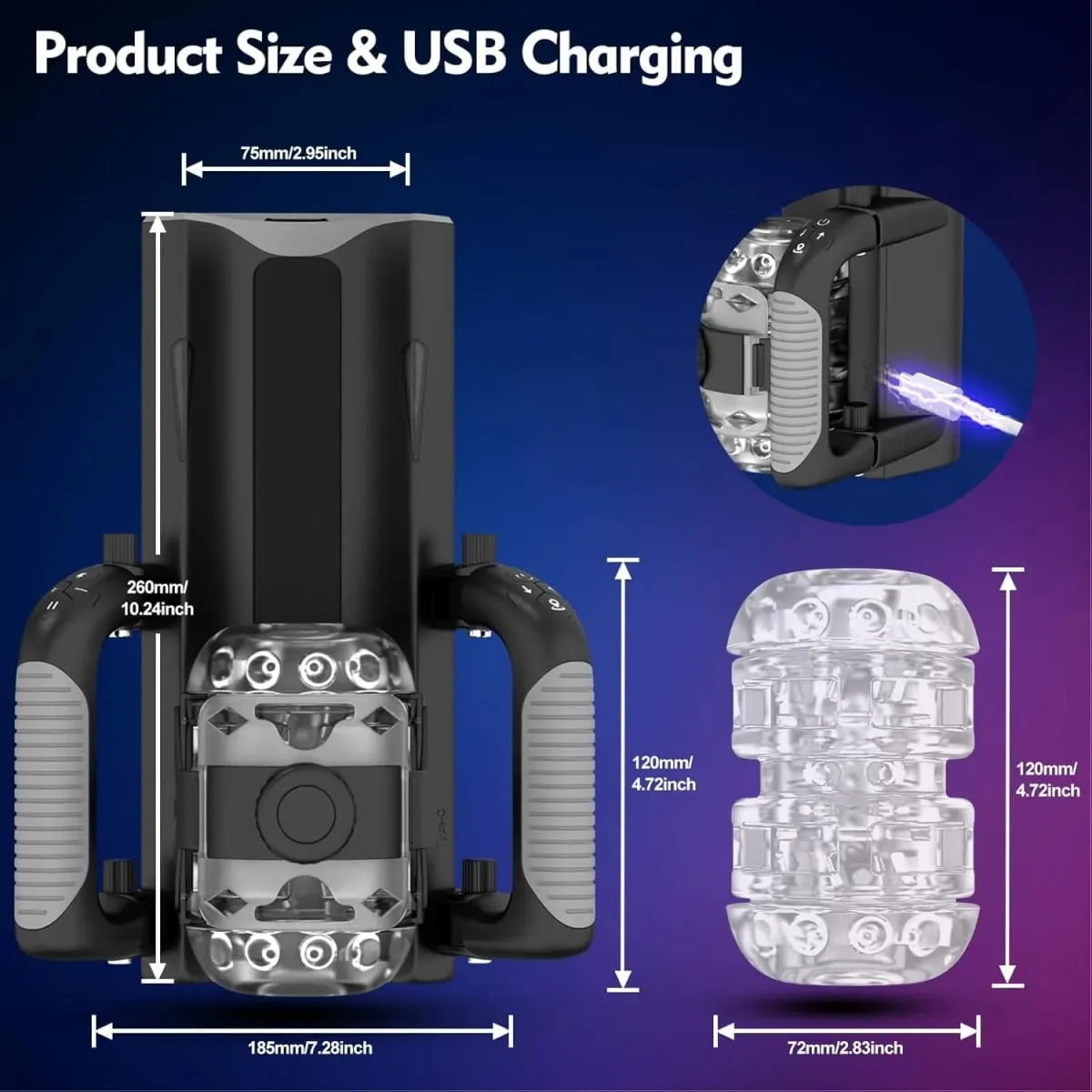 Sex Toy for Men Male Masturbators Hands Free Pocket Pussy with 12cm Thrusting Distance Automatic Masturbators with Phone Stand