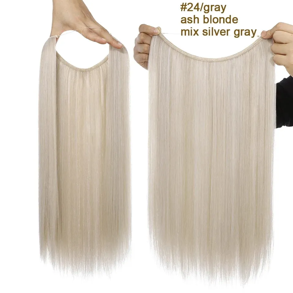 Syntetické Bez klipů Přírodní Prodlužování vlasů Ombre Černá Blond Jednodílný Dlouhý Rovný Neviditelný Drát Umělý Umělý Vlas