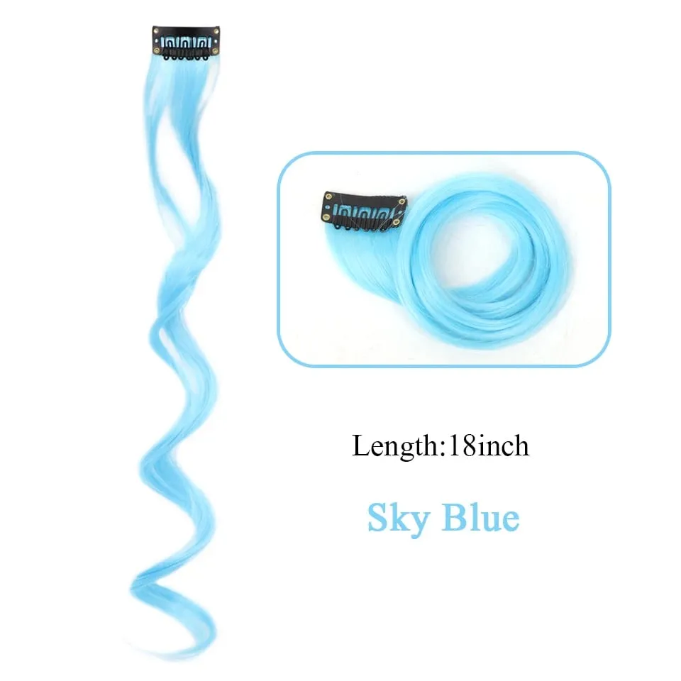 Tổng Hợp Kẹp Trong Một Miếng Nhiều Màu Sắc Làm Tóc Xoăn Tóc Tổng Hợp Miếng 18 "Dài Ombre Tóc Hồng Tím Đỏ xanh Dương