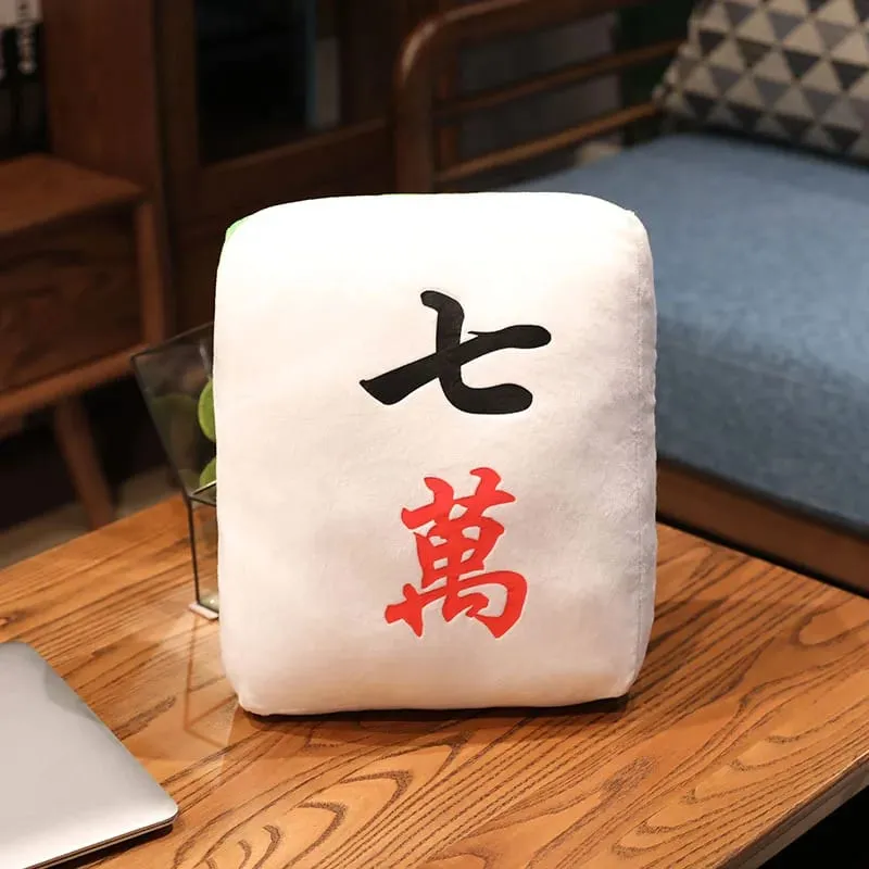 ใหม่ 1 PC Creative Mahjong หมอนจีน Plush ของเล่นรถเก้าอี้พนักพิง Mahjong ลูกเต๋าตลก Nap หมอนโซฟา Home Decor ของขวัญ