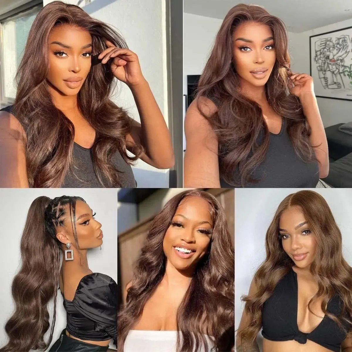 #4 Body Wave Clip In Hair Extensions 100% Real Human Hair Chocolate Brown Clip In Human Hair Extensions 120g/8pcs For Woman
