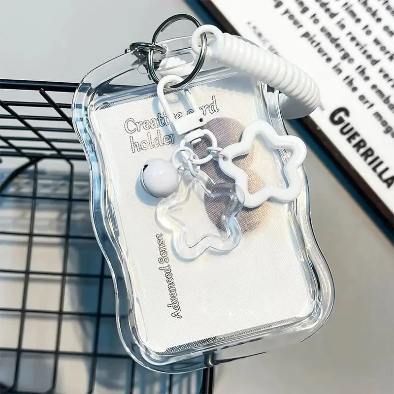 Fofo porta-chaves para cartão fotográfico - porta-cartões de PVC transparente com chaveiro para mochila capa protetora para presente de foto de ídolo para colecionadores de fãs