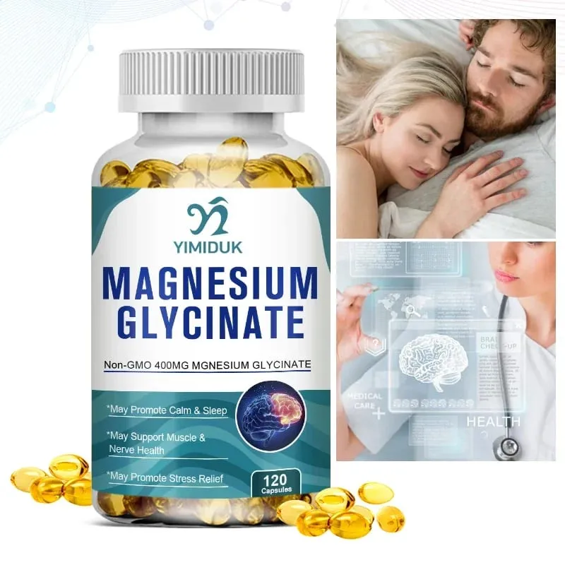 Yimiduk Pure Magnesium Glycinate Supplement with Vitamin B6 for Fights Fatigue Cramps & Heart Health Reduces Anxiety Vegan