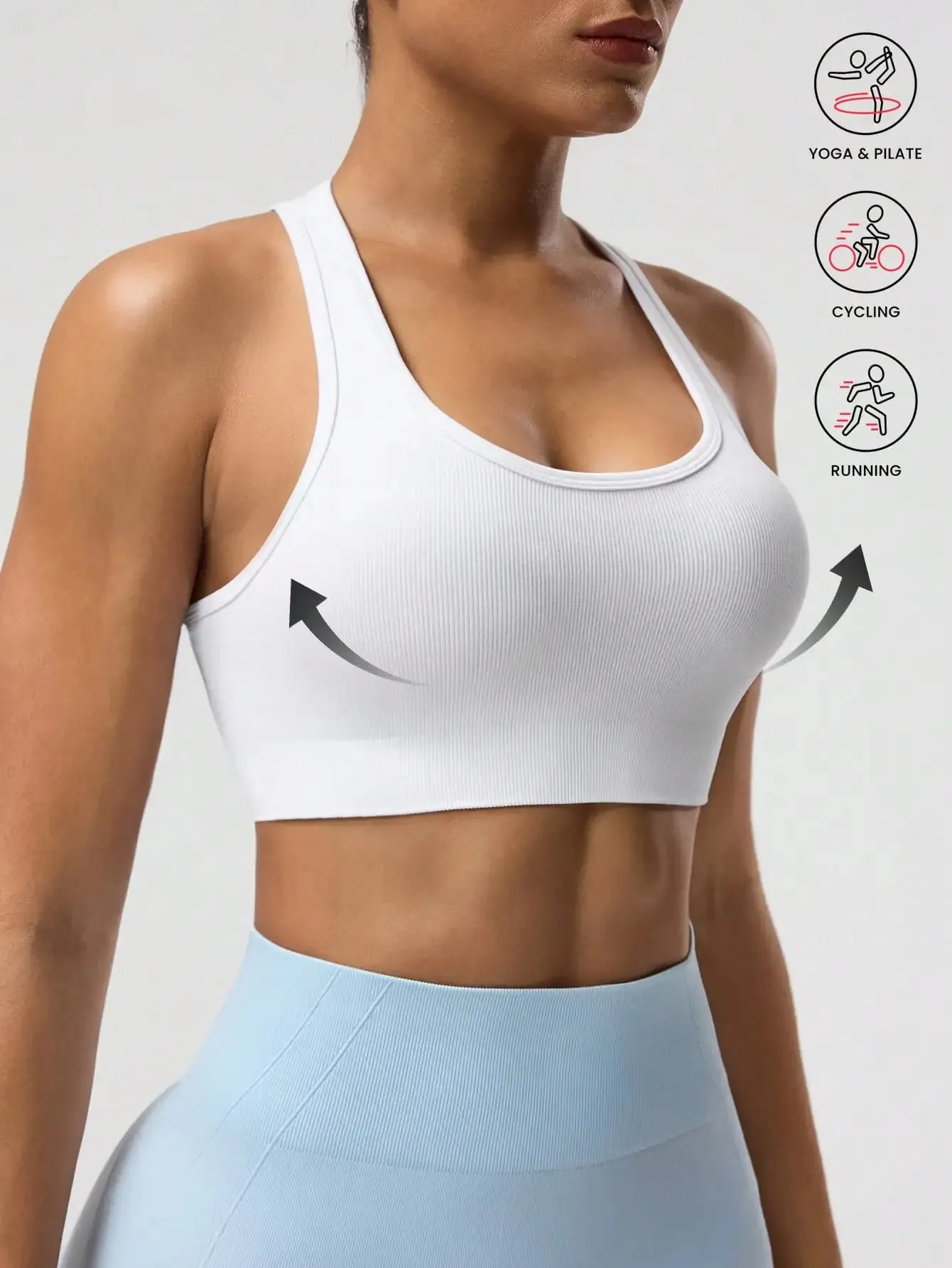 Seamless One-Piece Sports Bra with Wire-Free Support Bust Enhancement and Backless Design for Yoga and Outer Wear