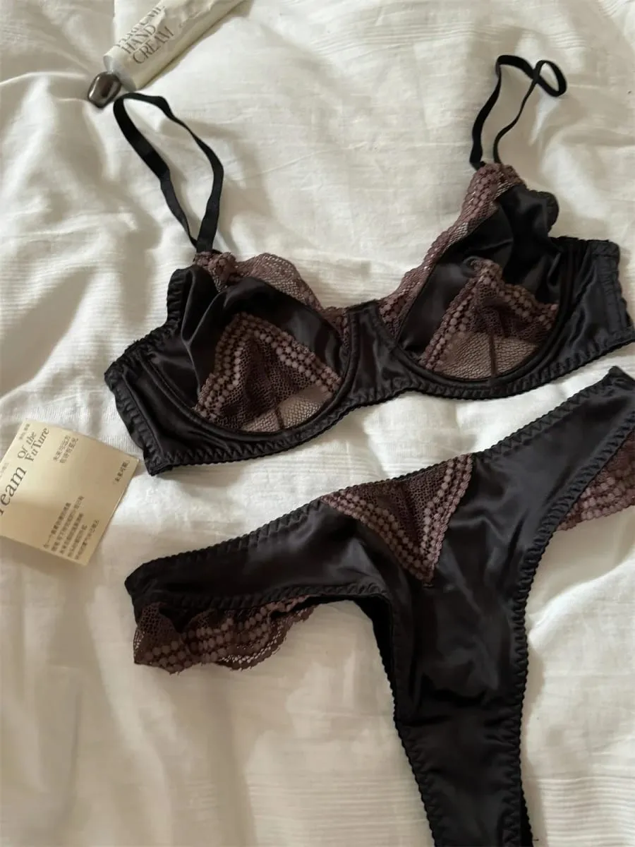 Sexy Lace Bralette & Panty Set - Comfortable Embroidery Underwear for Women Breathable Lingerie