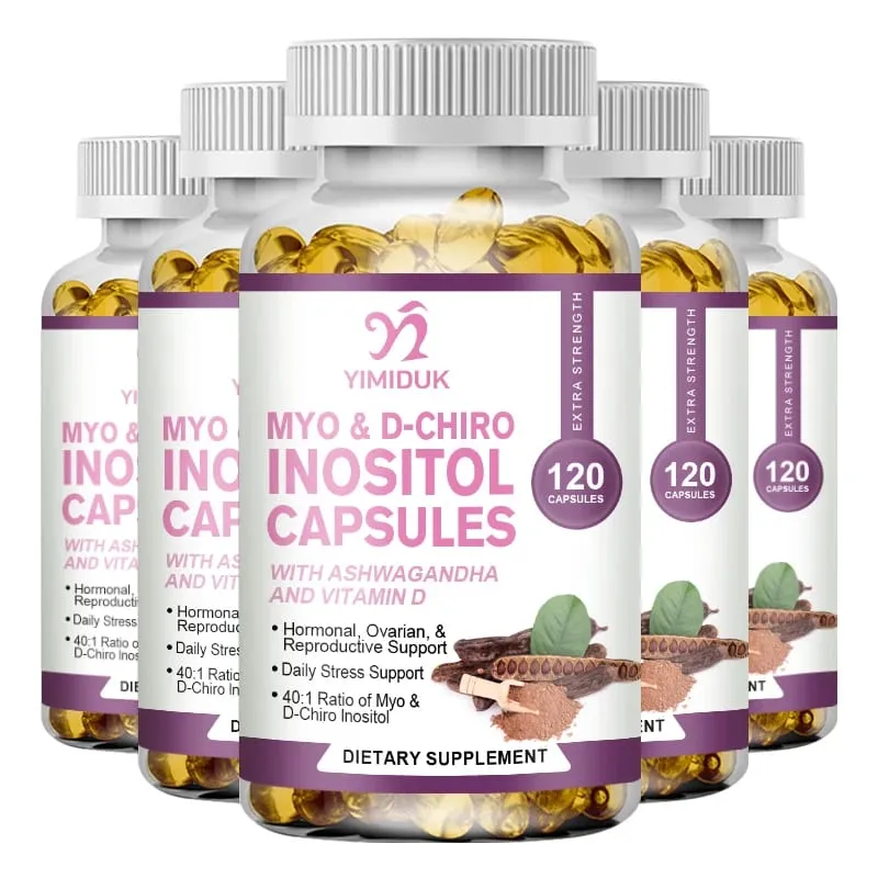 Myo Inosito Capsules & D-Chiro Inositol with Ashwagandha Root & Vitamin D3 Hormone Balance for Women Regulate Menstrual Cycle
