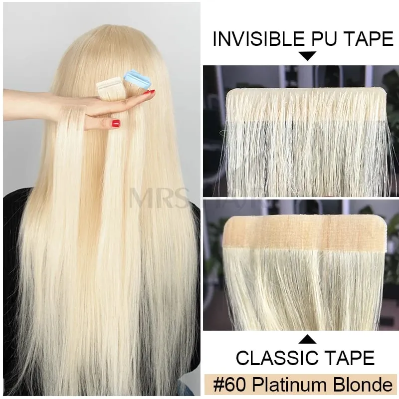 Pita Halimunan dalam Pita Suntikan Rambut dalam Sambungan Rambut Manusia #60 Pita Pakan PU Pada 10pcs/pek Hanya Tambah Kelantangan Untuk Rambut Sisi