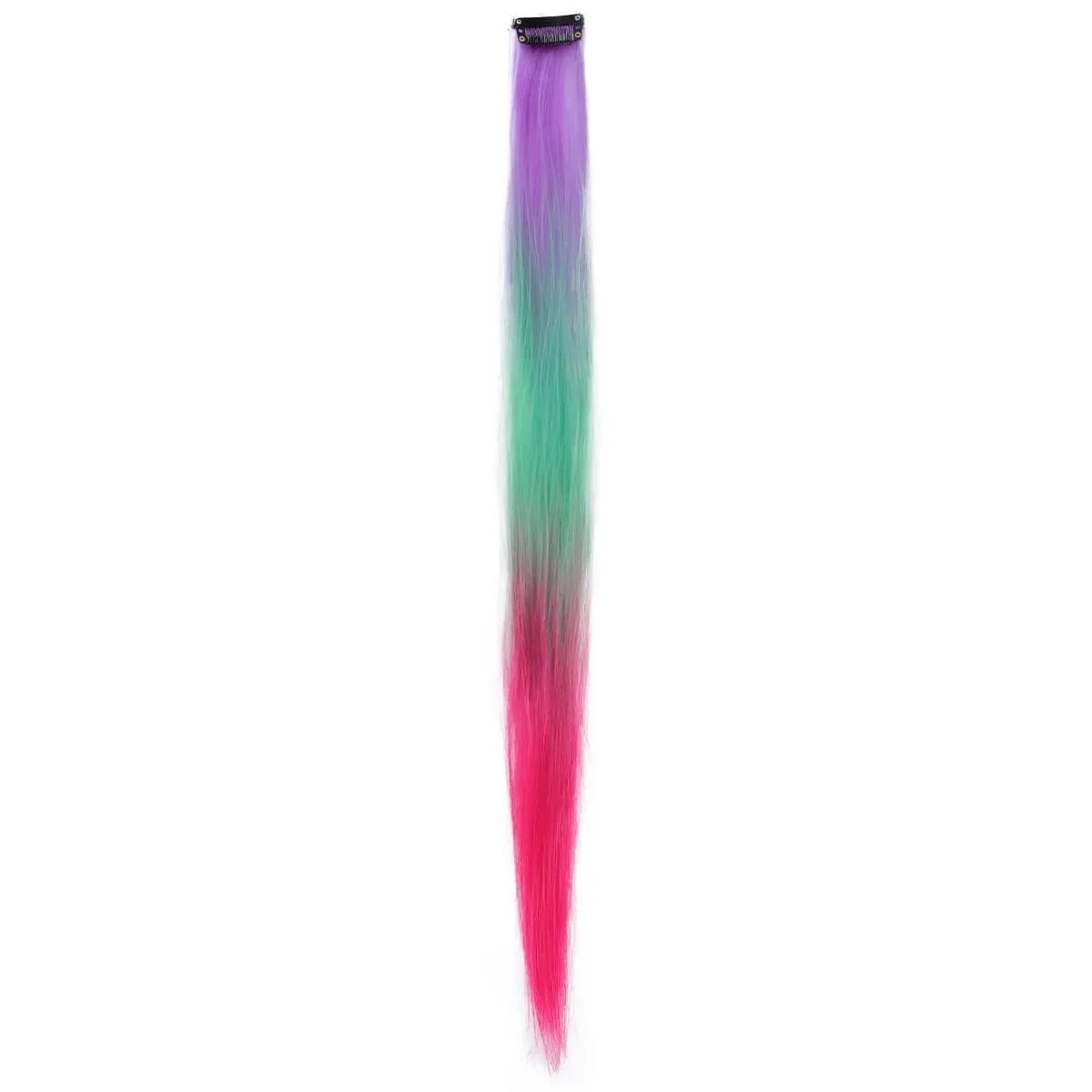 1Pcs Gradient Color Clip in Hair Extensions Party Highlights Wig Synthetic Straight Hairpiece for Girls Kids Christmas Party Use