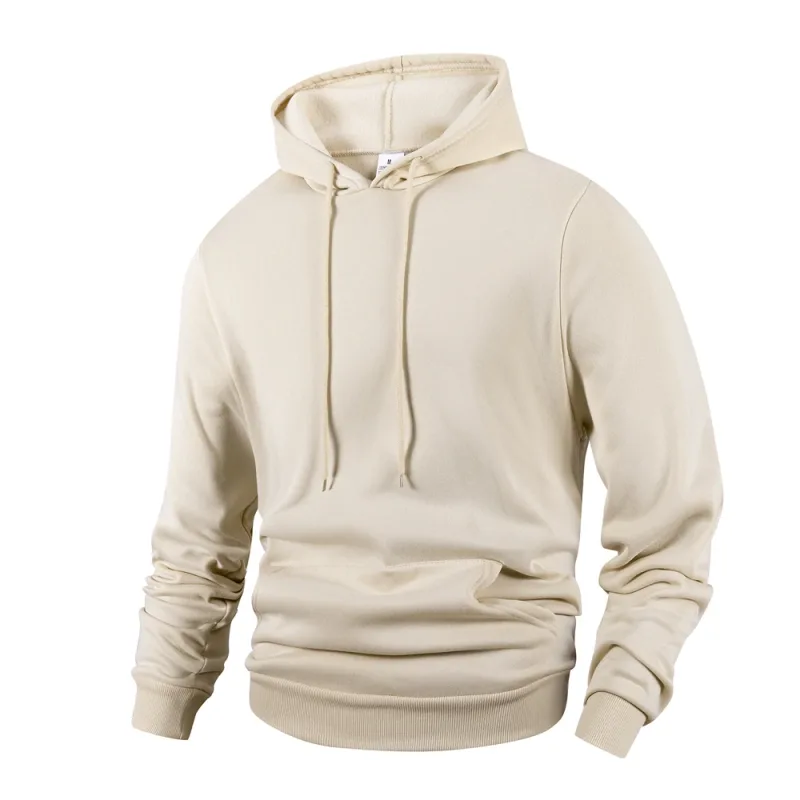 Herre Casual Thicken Hættetrøjer Efterår Vinter Langærmet Pullover Mode Løs Ensfarvet Sweatshirt Forår Varm Udendørs Hættetrøje