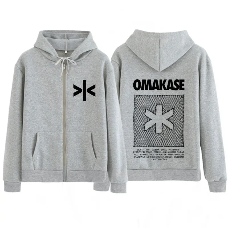 Alvaro Diaz Omakase 2026 Album Tour Print Zipper Hoodie Men Fashion Sweatshirts Long Sleeves Loose Casual Vintage Zip Up Jacket