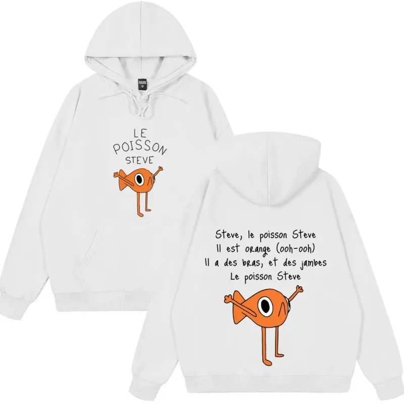 2025 Funny Fish Le Poisson Steve T Shirt Memes Cartoon Print Hoodies Spring Winter Style Fleece Hoodies Funny Couple Streetwears