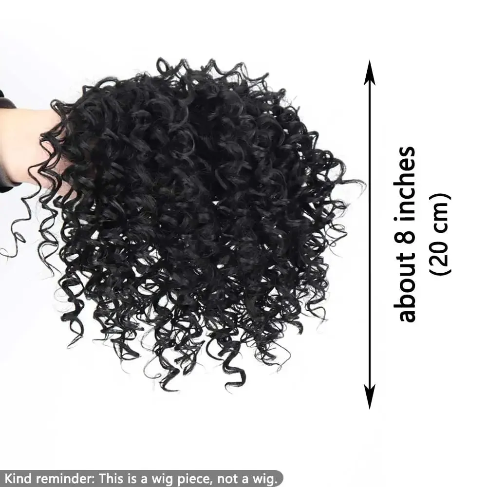 Synthetic Kinky Curly Hair Topper Clip-in Afro Curly Hairpiece for Women Top Hairpiece for Thinning Hair Increase Hair Volume