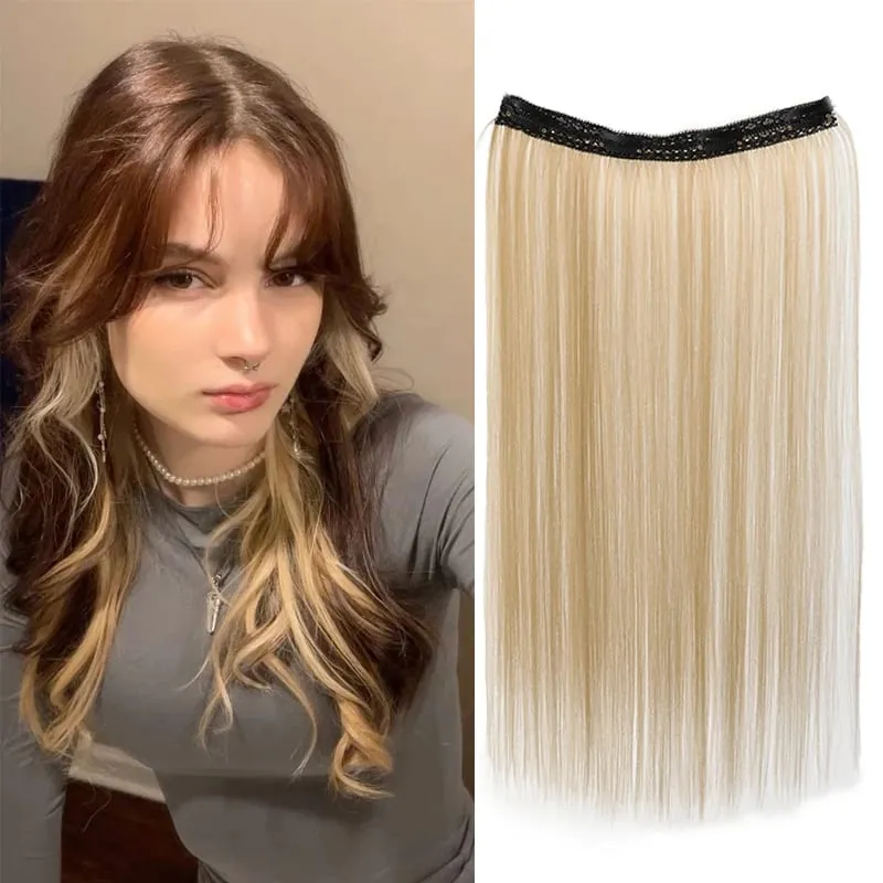 20inch Hair extensions Wig Hair Clips Hair piece Synthetic Straight Hair Extensions with 4clips for Women Halloween Party