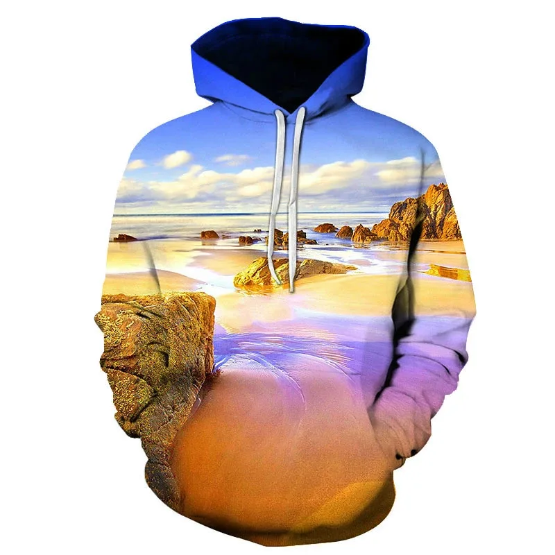Hawaiian Four Seasons Fun 3D Printed Casual Hoodie Men's Cool Sunshine Beach Street Hoodie Full Style Trendy Style Tops