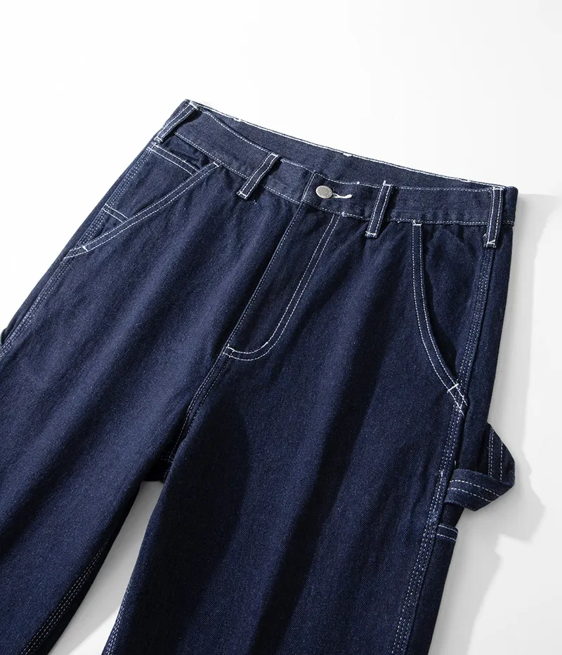 Jeans American Vintage Raw Denim Rail Worker – Calça de trabalho listrada com vários bolsos americana/calça utilitária para atividades ao ar livre OKONKWO — image 5