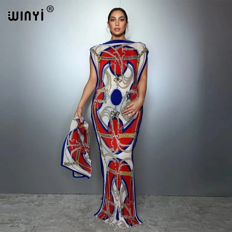 Pleated Elastic Slim Dress Women Crumple Design Pleated Luxury Abaya Muslim Party Dress Poncho for Women Beach Wear Kaftan