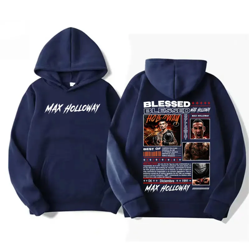 Max Holloway Blessed Vintage Graphic Hoodies Men Women Fashion Violence Aesthetic Sweatshirt Casual High Quality Pullovers Hoody — image 7
