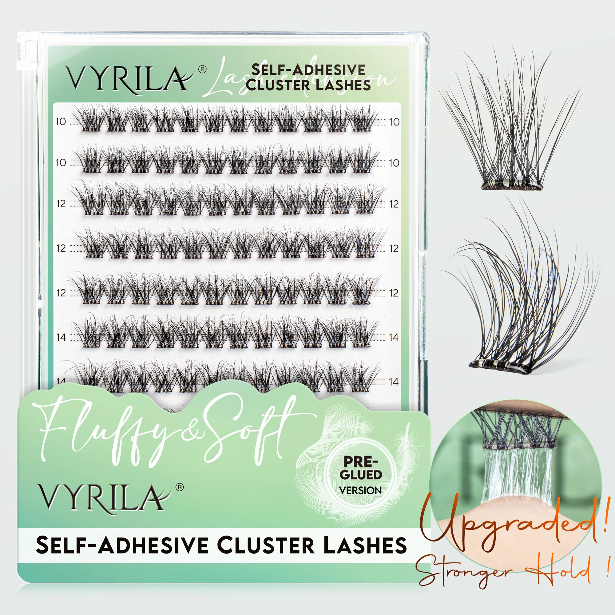 Self Adhesive Eyelashes No Glue Needed Lashes 10‑16mm Pre Glued Cluster Lashes D Curl Soft Natural Press on Lashes