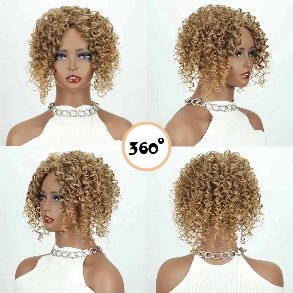 Synthetic Kinky Curly Hair Topper Clip-in Afro Curly Hairpiece for Women Top Hairpiece for Thinning Hair Increase Hair Volume