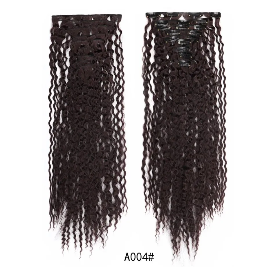 9pcs Clip in Hair Extensions 22 Inch Curly Wavy Hair Extension Loose Long Soft Synthetic Hairpieces for Women Daily Hairstyle
