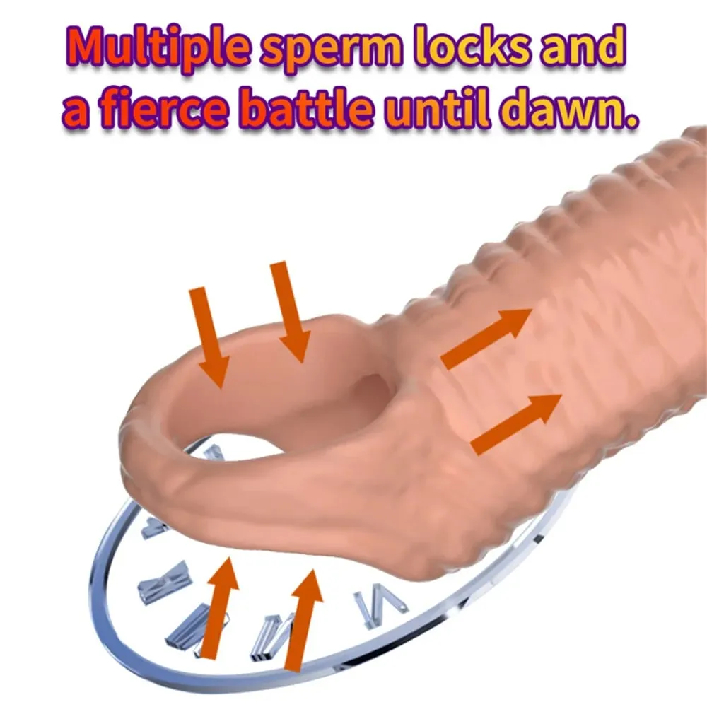 Reusable Penis Enlargement Sex Toys For Men Cock Ring Stretcher Extender Sleeve Condoms Goods Adults Products Erotic Couple Tool